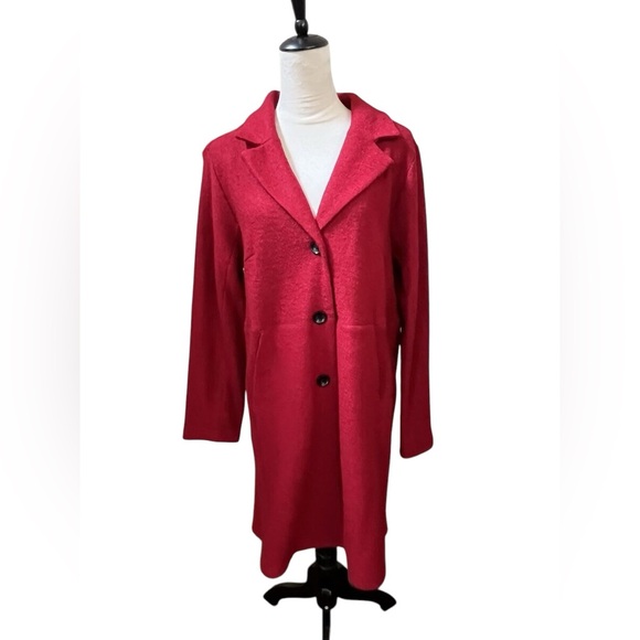 EUC Kasper Women’s XL Rich Red Overcoat. Worn a couple times. Gorgeous Color - Picture 2 of 7